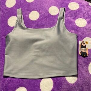 NWT~Avia Women's Cropped Gray Tank Top With Built In Bra
